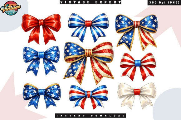 4th of July Patriotic Bow Clipart PNG