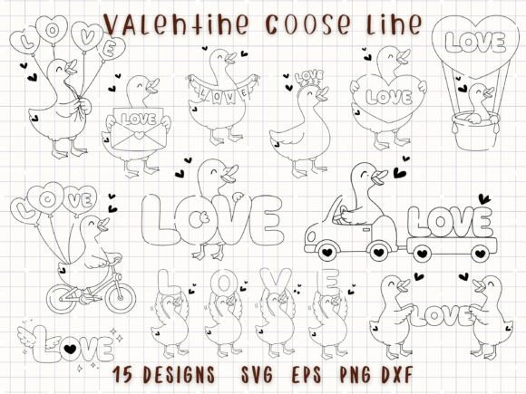Creating Heartfelt Crafts with Valentine Goose Line SVG Love Animals