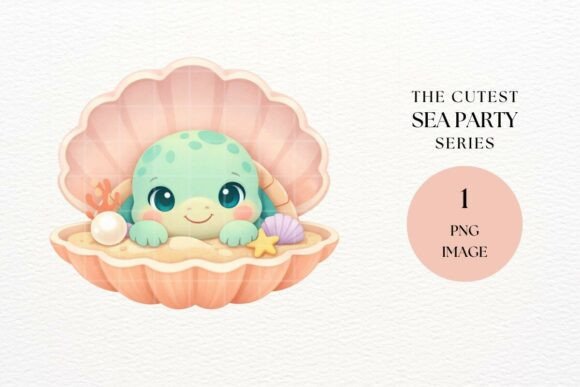Cute Baby Sea Turtle in Shell Clipart: Elevating Digital Design with High-Resolution Charm