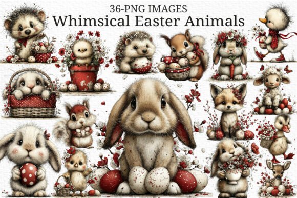 Elevating Digital Storytelling with Whimsical Easter Animals Clipart PNG