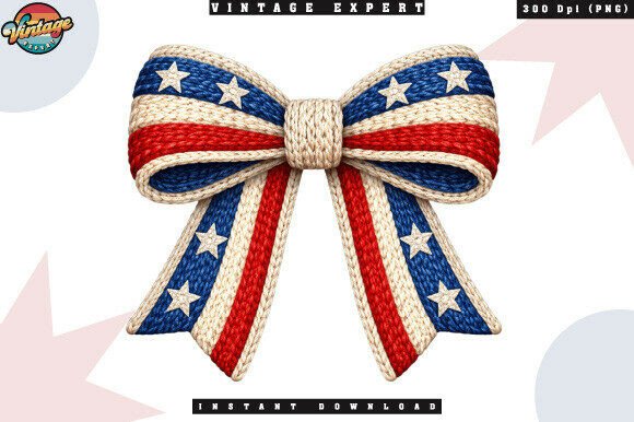 Elevating Patriotic Design: The Strategic Value of 4th of July Ribbon Crochet Yarn Faux PNG Assets