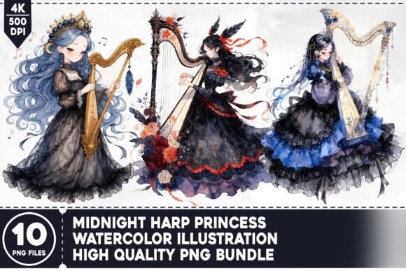 Midnight Harp Princess PNG Bundle: A Creative Asset Guide