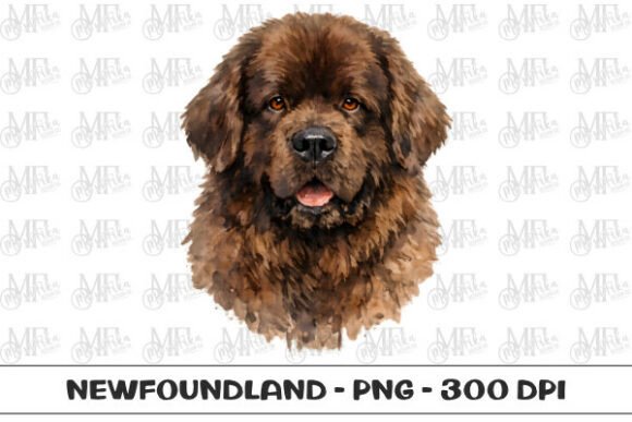 Newfoundland Watercolor Portrait PNG