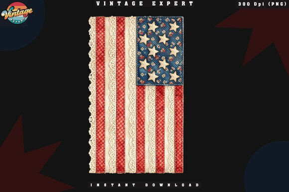 Rustic Americana Flag Crochet Yarn PNG