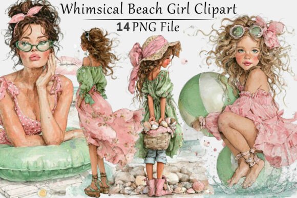 Strategic Visual Storytelling with Whimsical Beach Girl Clipart