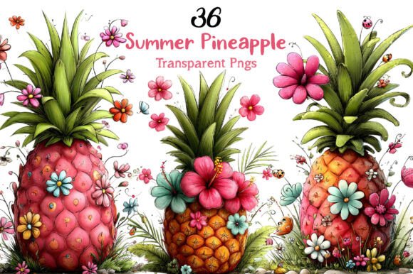 Summer Pineapple Clipart PNG: Tropical Design Assets