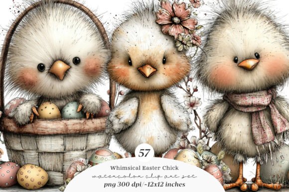 Whimsical Easter Chick Clipart: Elevate Your Spring Designs with High-Quality Digital Assets