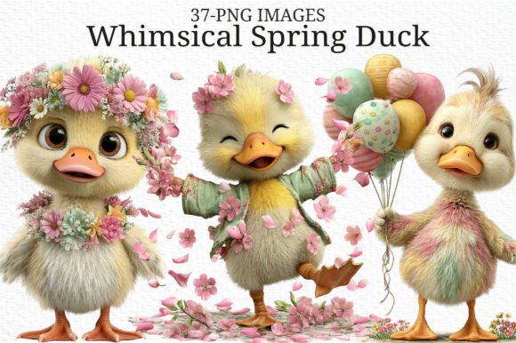 Whimsical Spring Duck Clipart PNG