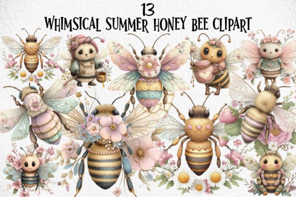 Whimsical Summer Honey Bee Clipart: Adding Sweetness and Charm to Your Creative Projects