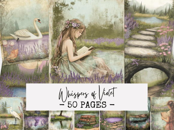 Whispers of Violet Junk Journal Pages: A Digital Sanctuary for Creative Calm