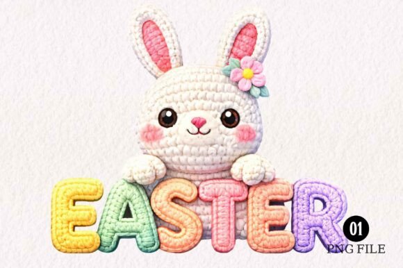 Yarn Crochet Easter PNG Bundle